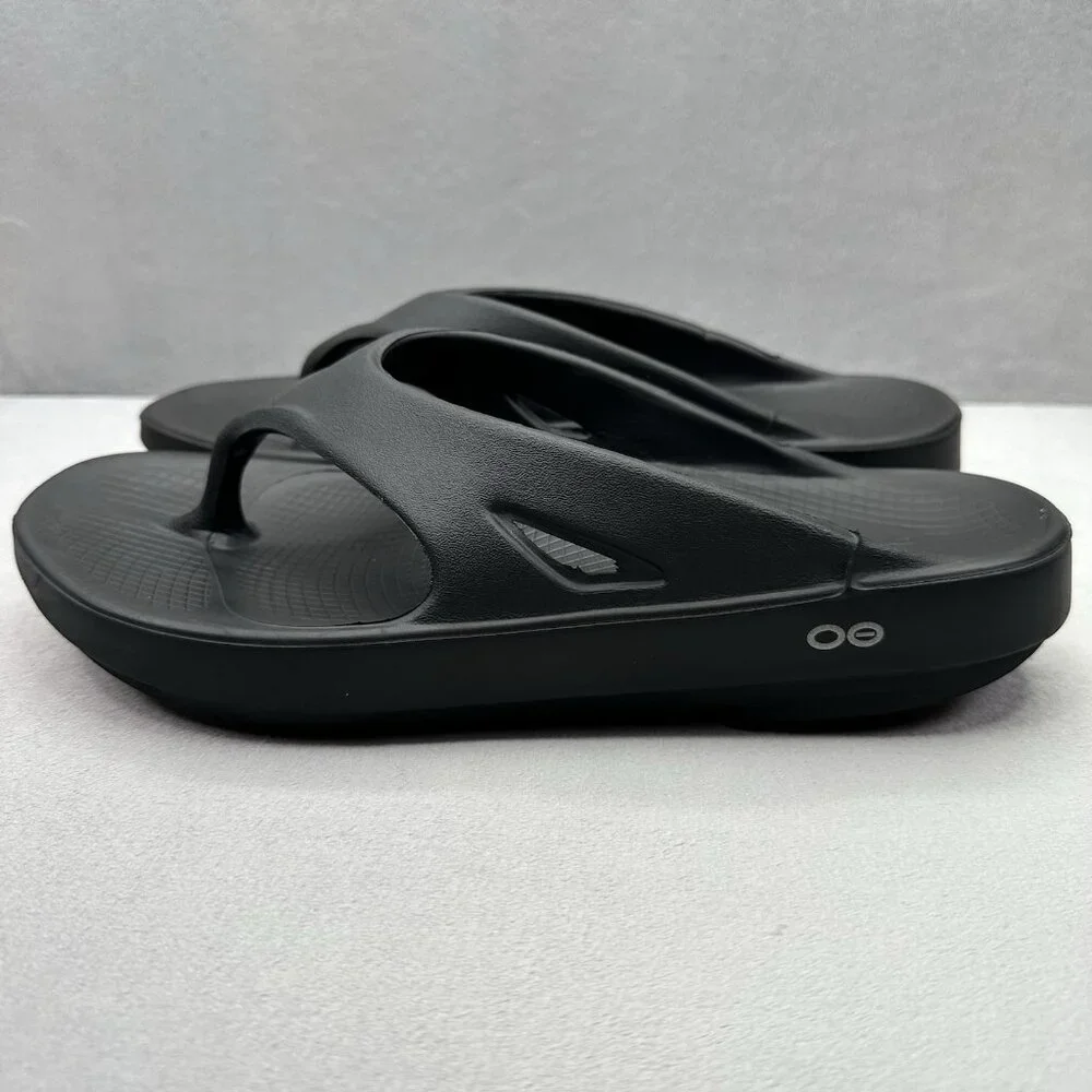 OOFOS OOriginal Mens Size 10 Sandals All Black Recovery Lightweight Sport Slide